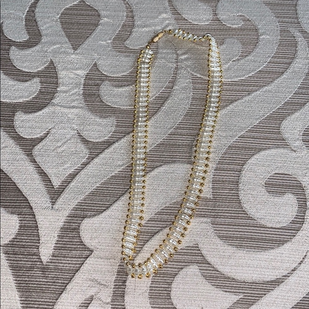 Gold and white statement necklace
